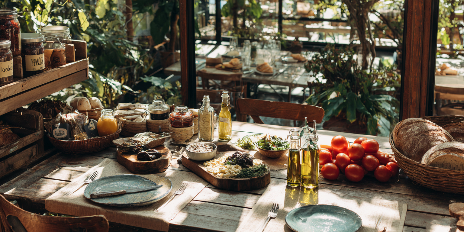 Foraging table with ingredients