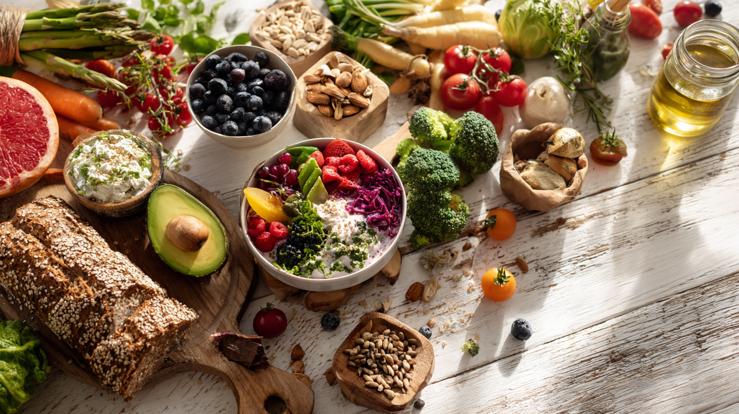 Fresh food and ingredients spread